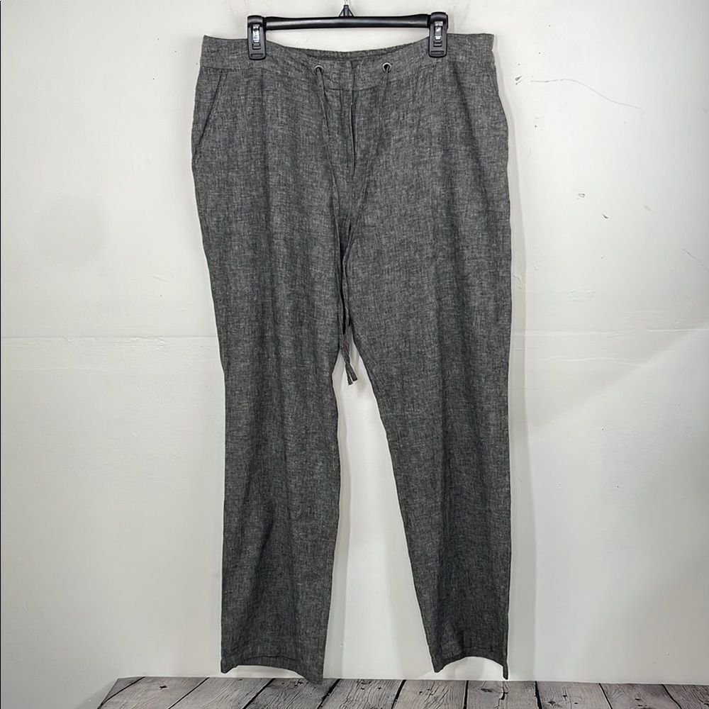 Charter Club Straight Leg Linen Cotton Gray Pants Size 14